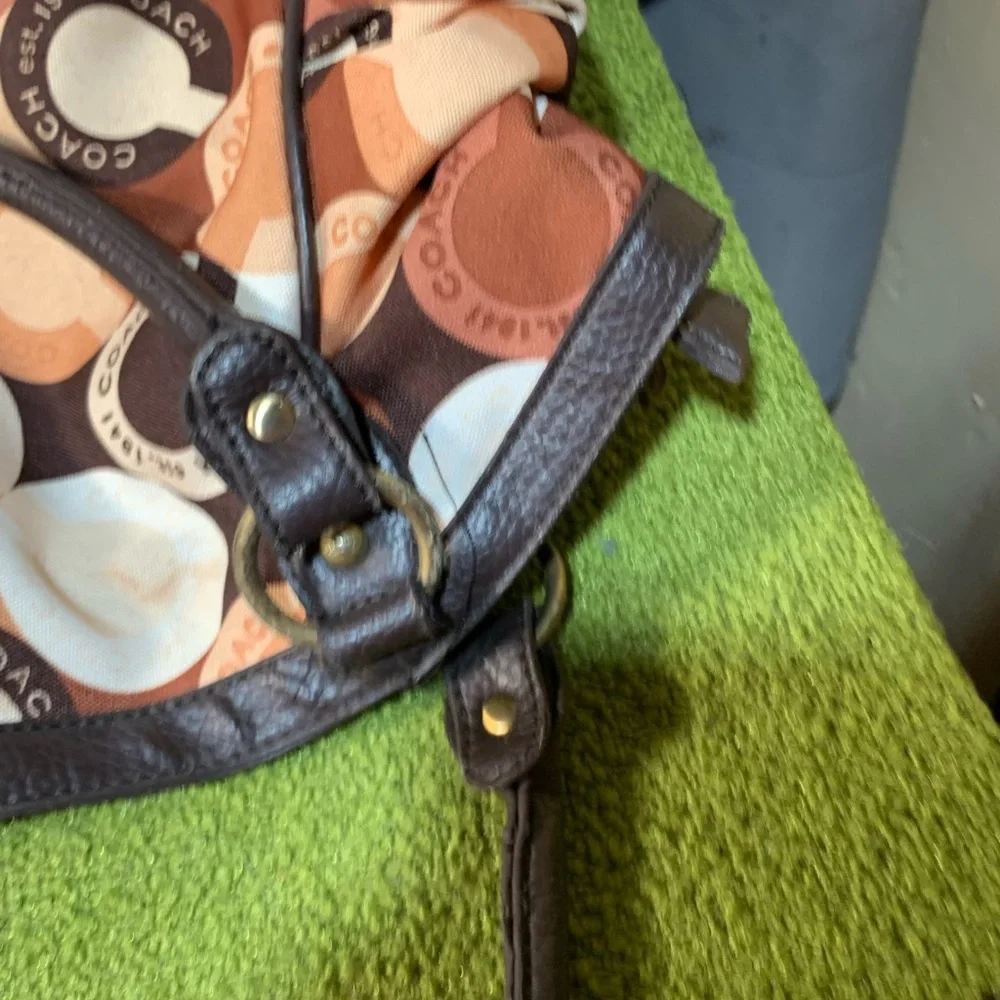 Coach Multicolor Circle Print Shoulder Bag - Brown/Tan/Cream/White - Picture 14 of 14